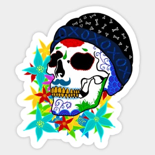 Skull and Flowers Sticker